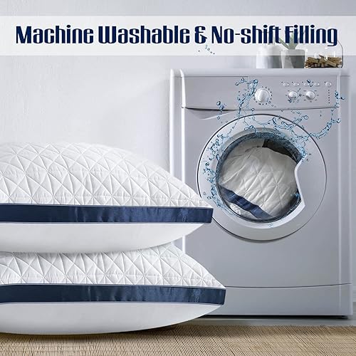 Vista 12 de Juego de 2 almohadas tamaño Queen, 2 unidades, almohada refrescante de lujo de hotel para dormir en la cama, almohada de apoyo transpirable