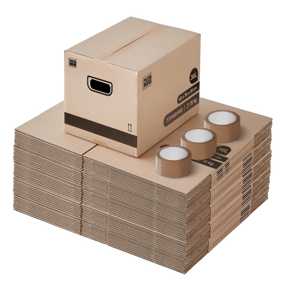 Cartons déménagement stockage 40 x 30 x 30 cm Poignées renforcées Lot 50