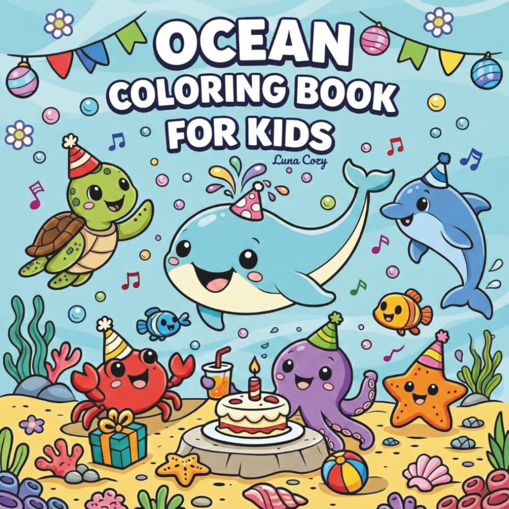 Ocean Coloring Book For Kids: Cute Sea Animals And Underwater Scenes For Toddlers And Preschoolers | Fun Marine Life Coloring Pages