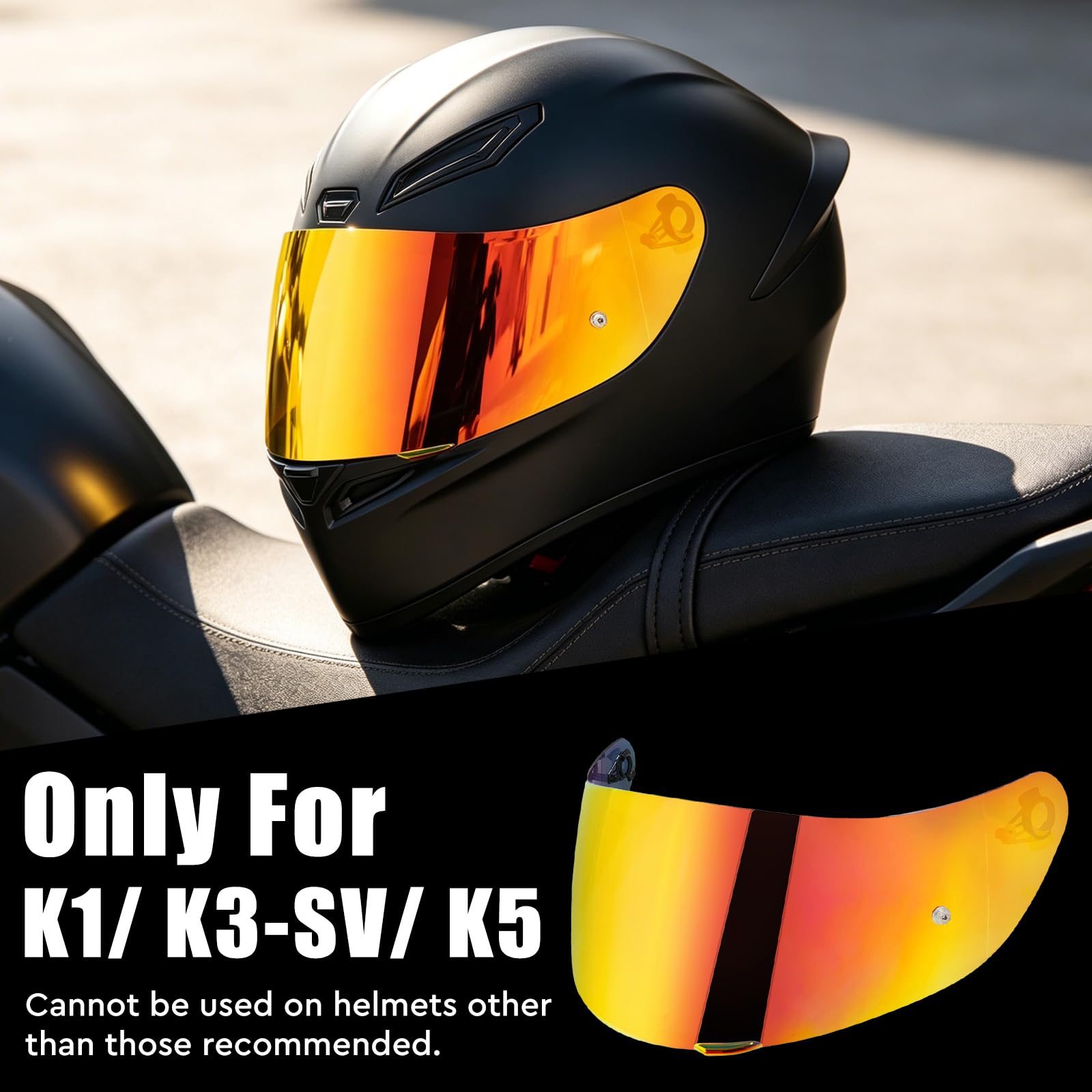 Visera Casco Moto Reemplazo para K1 K3SV K5,Visiera per Casco Integrale da Moto,Visera de Lente para Casco Protección contra Viento (Cromo Rojo)