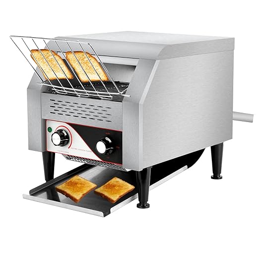 Conveyor Commercial Toaster, Electric Stainless Steel Toaster 2.2KW 110V 300 PCS/Hour Countertop Toaster Heavy Duty 304 Foodgrade Silver Bread Toaster for Home Restaurants Bakery Use