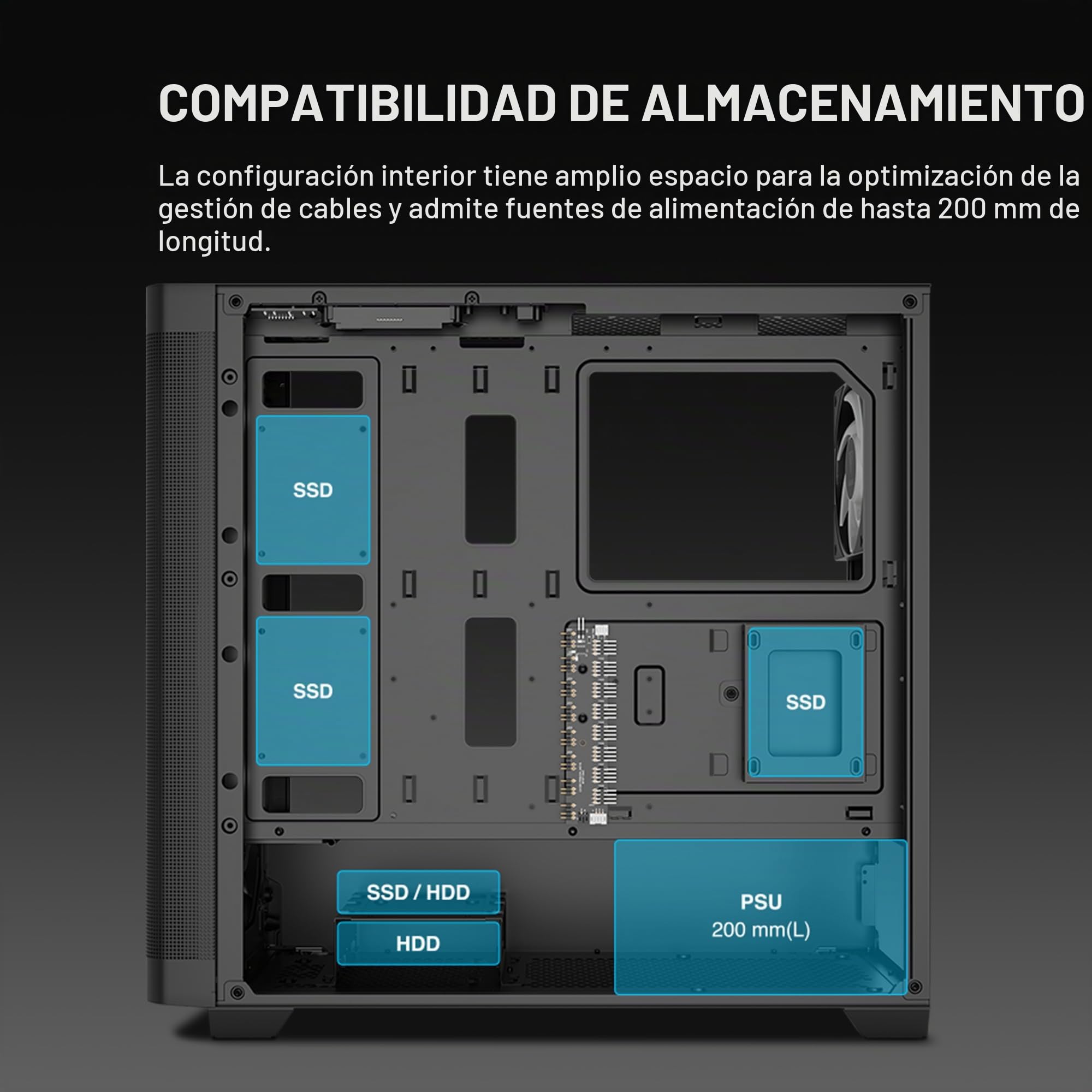 GAMDIAS Athena M3 ATX Mid Tower - Carcasa de PC de Torre Media, Ventilador ARGB PWM de 4 x 120 mm con concentrador, Malla de Flujo de Aire Frontal, Panel Lateral de Vidrio Templado sin Herramientas,