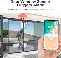 Vista 2 de Sensor WiFi para puerta y ventana: sensor de contacto inalámbrico con alertas de notificación de aplicaciones gratuitas, sensor de puerta