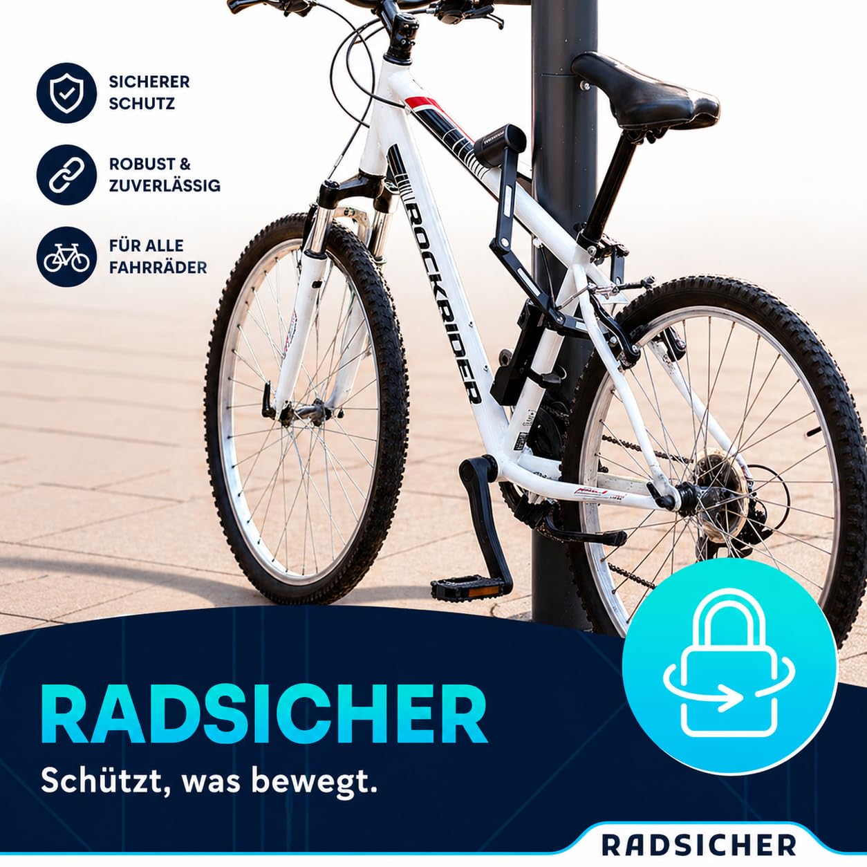 RADSICHER Antivol pliable - Antivol de vélo robuste en acier - Avec support et 2 clés - Antivol pliable sécurisé pour vélo électrique, VTT et vélo de ville