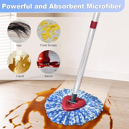 Miniatura 5 de Reemplazo del cabezal de la fregona, base, mango de fregona para sistema de 2 tanques Ocedar RinseClean, 2 repuestos de fregona de microfibra,