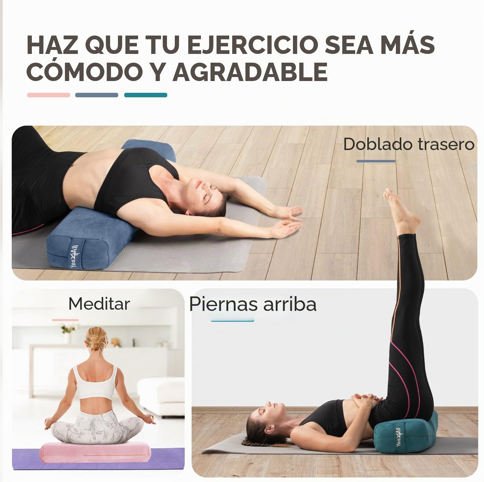 Yes4All Almohada de esponja de triple capa para yoga, almohada de refuerzo con espuma viscoelástica que proporciona una base para el viaje a la paz interior