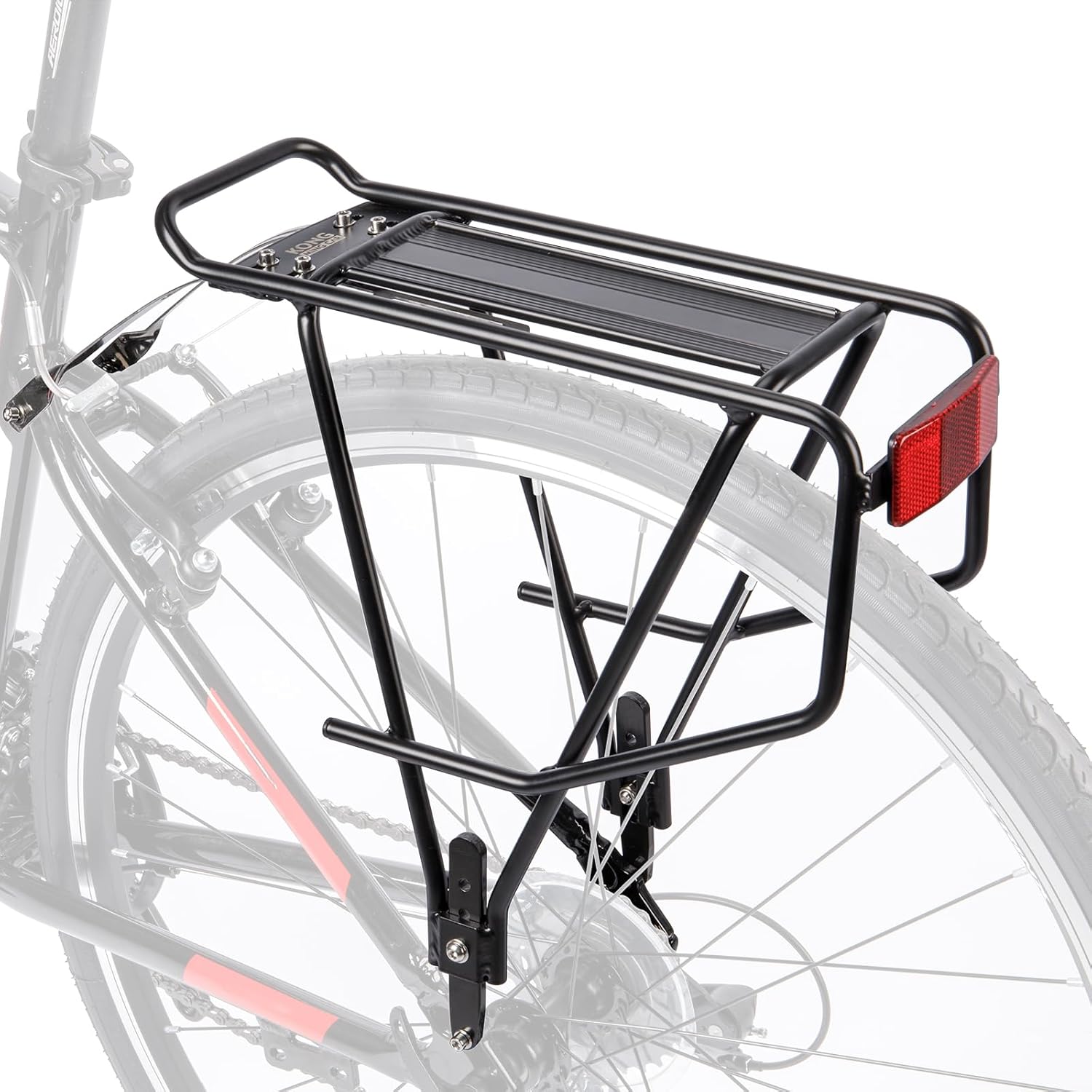 KONG MING CAR Universal Gepäckträger -Fahrrad Gepäckträger mit Seitenschienen für Satteltaschen,Leichtes Aluminium Fahrrad gepäckträger hinten für 26-29 Zoll, 27kg Traglast