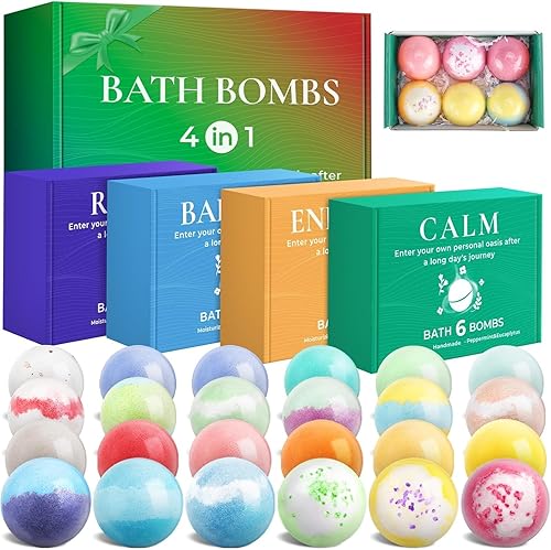 Set de regalo de bombas de baño, 24 vaporizadores de ducha con 6 aromas refrescantes, perfecto para hidratar la piel y relajarse, bombas de ducha