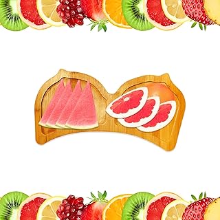1 Pcs Large Funny Charcuterie Board, 9.5" Bra Shape Bamboo Platter, Unique Appetizer Wooden Serving Tray, Reusable Plate, Bachelorette Party Gag Gift, Perfect Women's Birthday Gifts (Small)