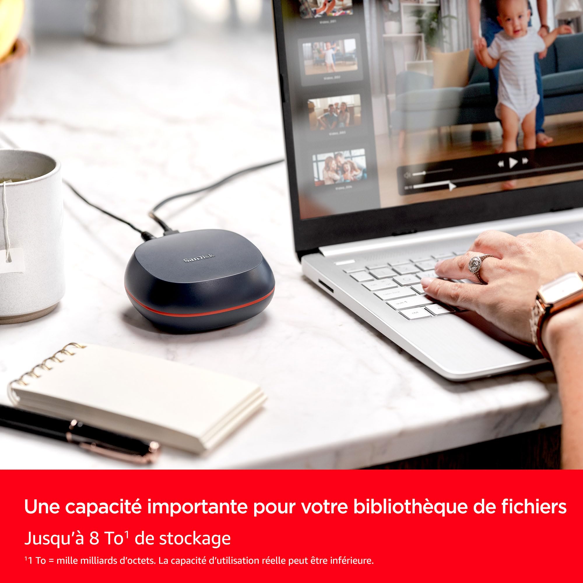 SanDisk 8 To Desk Drive, SSD externe, USB Type-C, jusqu’à 1 000 Mo/s en lecture, Solid State Drive haute capacité