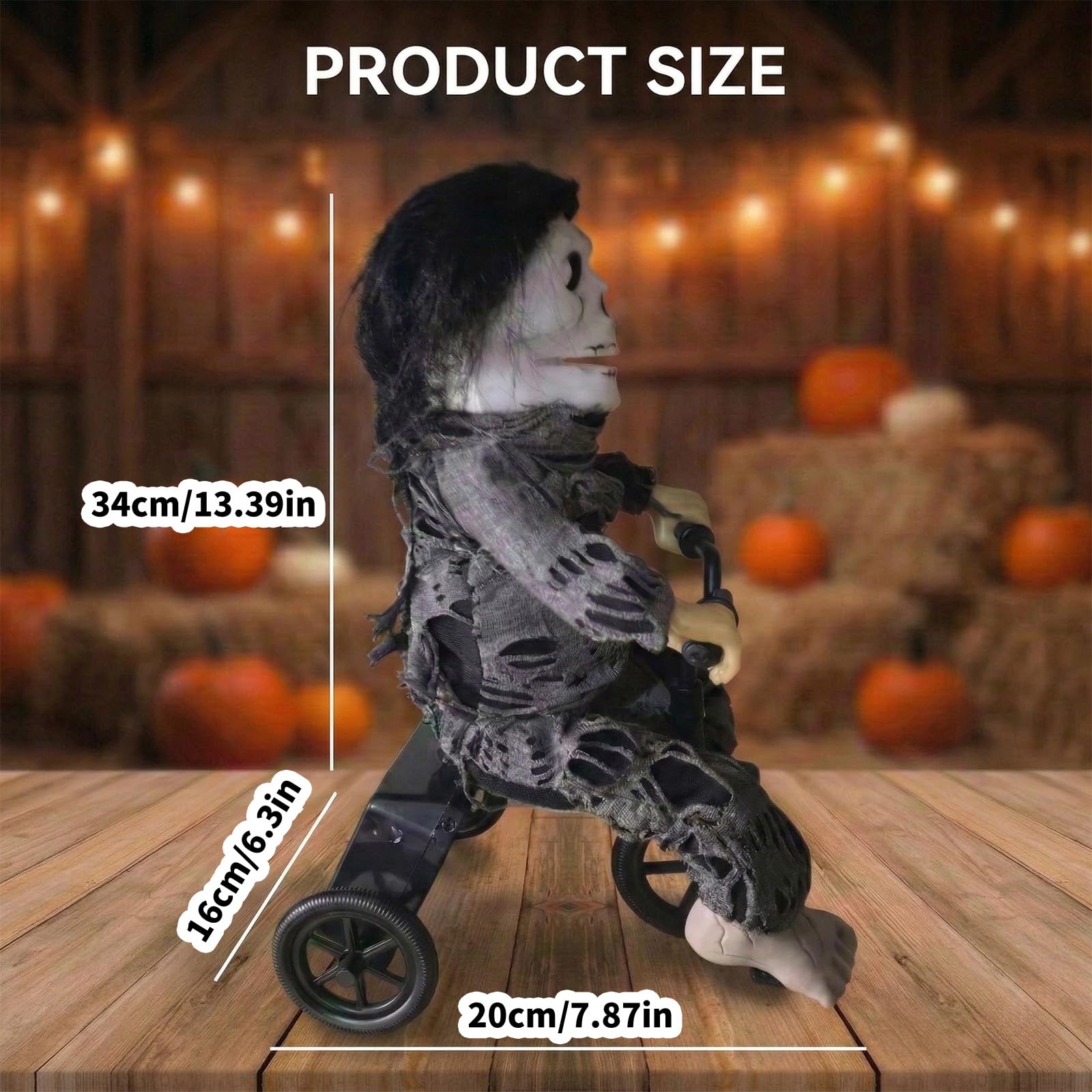 Unheimliche Halloween-Display-Figur, Fahrradschädel