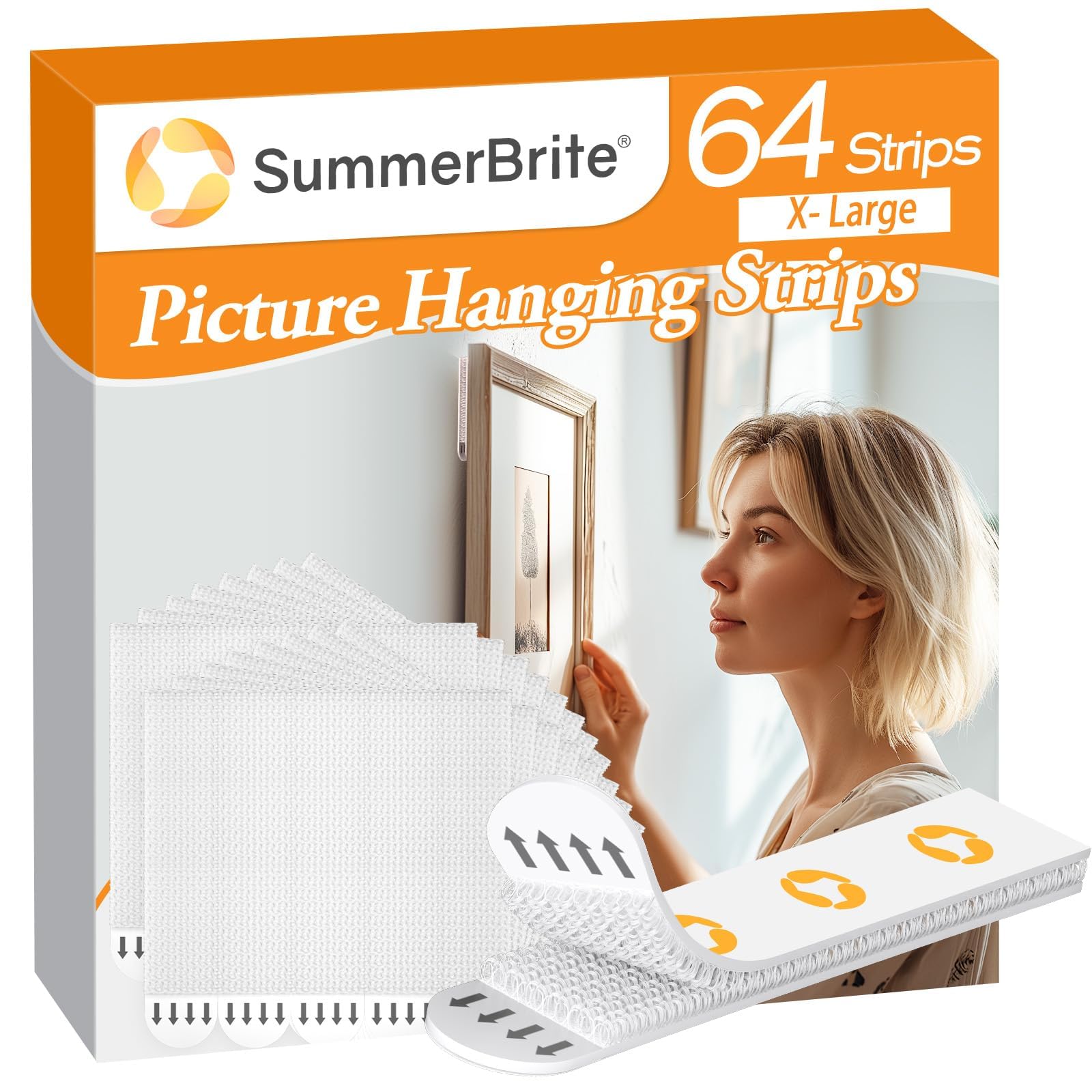 SummerBrite Heavy Duty Poster &amp; Frame Strips, 32Pairs, XL, White