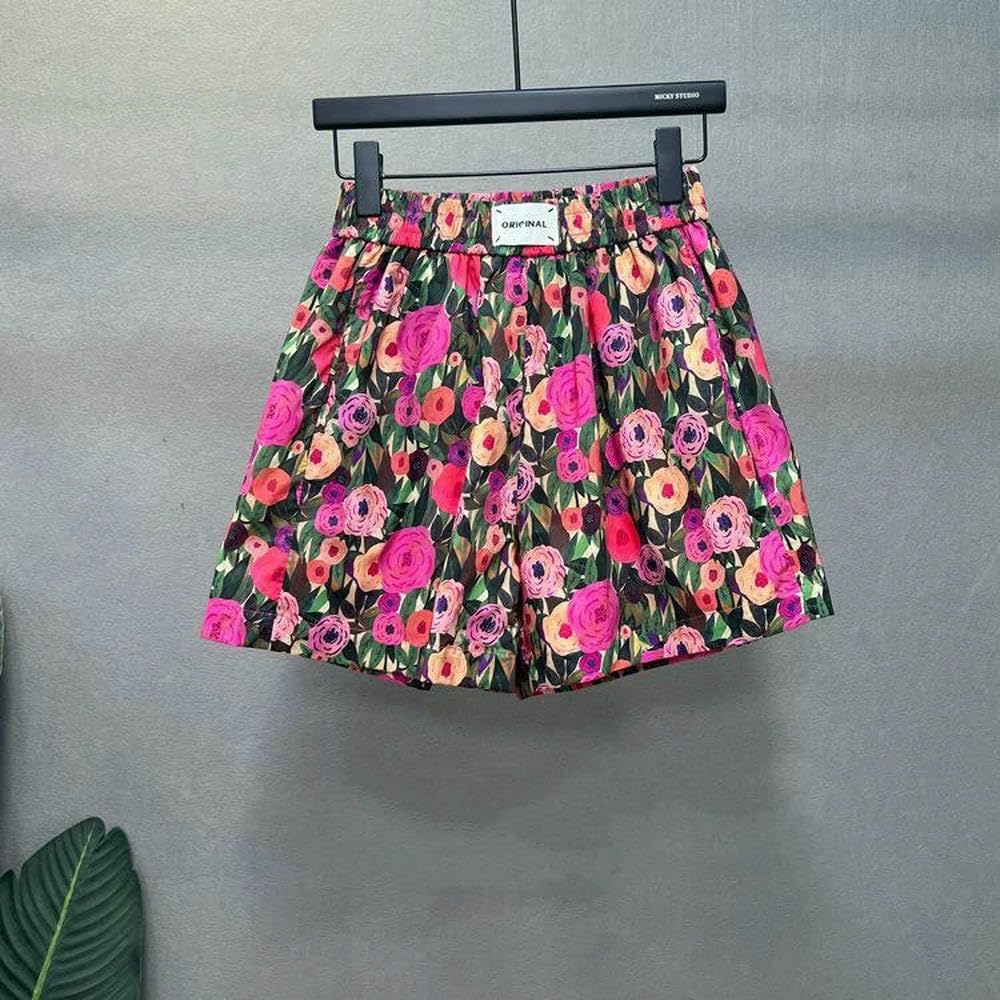 GLDFW lato elastyczna talia nadruk szerokie nogawki gorące spodnie na wszystkie mecze plus size trend linia szorty na co dzień moda damska ubrania