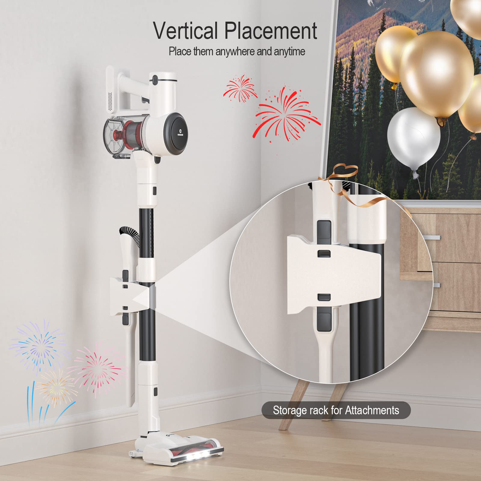 NEQUARE Cordless Vacuum Cleaner, 10 in 1 Vacuum Cleaner with 280W Powerful Suction, 40mins Self-Standing Stick Vacuum for Car Pet Hair Carpet Hard Floor S25Pro