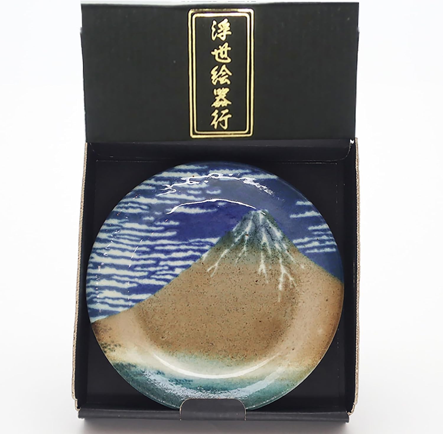 Hokusai Katsushika Hokusai Ukiyo-e 36 Views of Fugaku Hokusai, Small Plate, Gift, Tableware Set, Plate, Diameter 4.7 x 0.8 inches (12 x 2 cm), Chopsticks 9.1 inches (23 cm), Ukiyo-e Kaiyo Kaiyo, Red