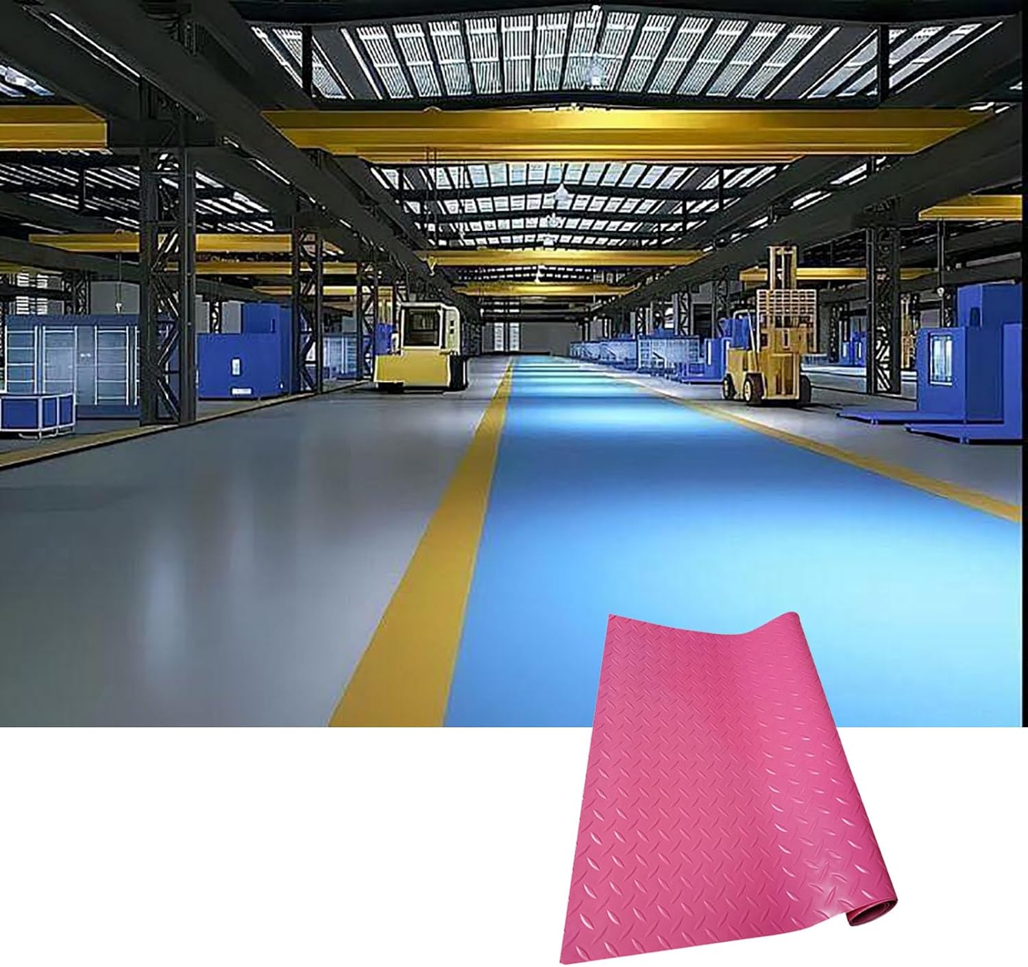 Garage Floor Mat, Heavy Duty Garage Flooring Roll, Non-Slip Diamond Plate PVC Garage Shop Floor Parking Mat for,Workshop, RV Trailer, Golf Cart,Waterproof,Pink,2.5mm 1×1m