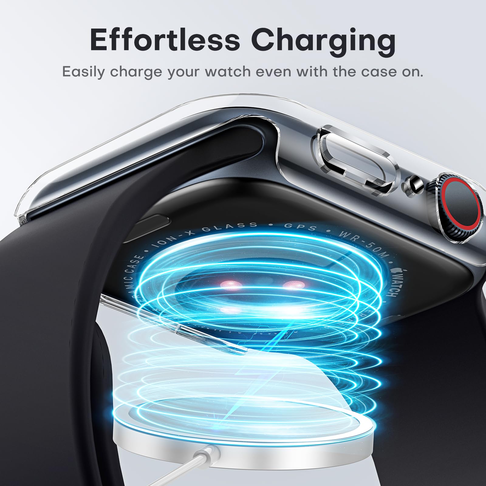 TAURI 2 Pezzi Cover per Apple Watch 9 41mm e Cover per Apple Watch 7 41mm e 8 41mm con 9H in Vetro Temperato,[Tocco Sensibile][HD Clear] Sottile Rigida Custodia per Apple Watch 9/8/7 41mm-Trasparente