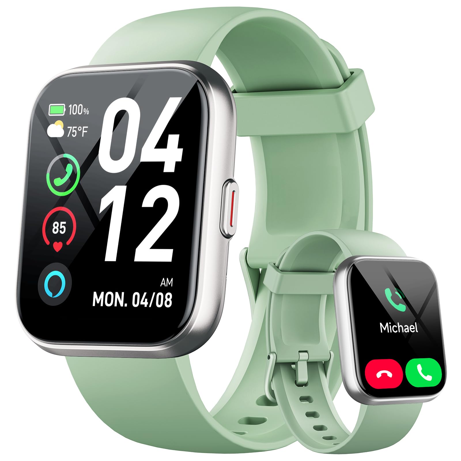 Smartwatch Damen Herren mit Telefonfunktion, 1,85" Smart Watch Fitness Tracker, Fitnessuhr mit Herzfrequenz/Schlafmonitor/SpO2, 120+ Sportmodi 3ATM Wasserdicht Sportuhr Uhr für iOS Android, Alexa