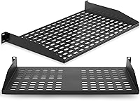 Pyle 2-Pack 1U Vented Server Rack Shelves - Heavy-Duty Steel, 110lb Capacity, Wall Mount Compatible PLRSTN14UX2