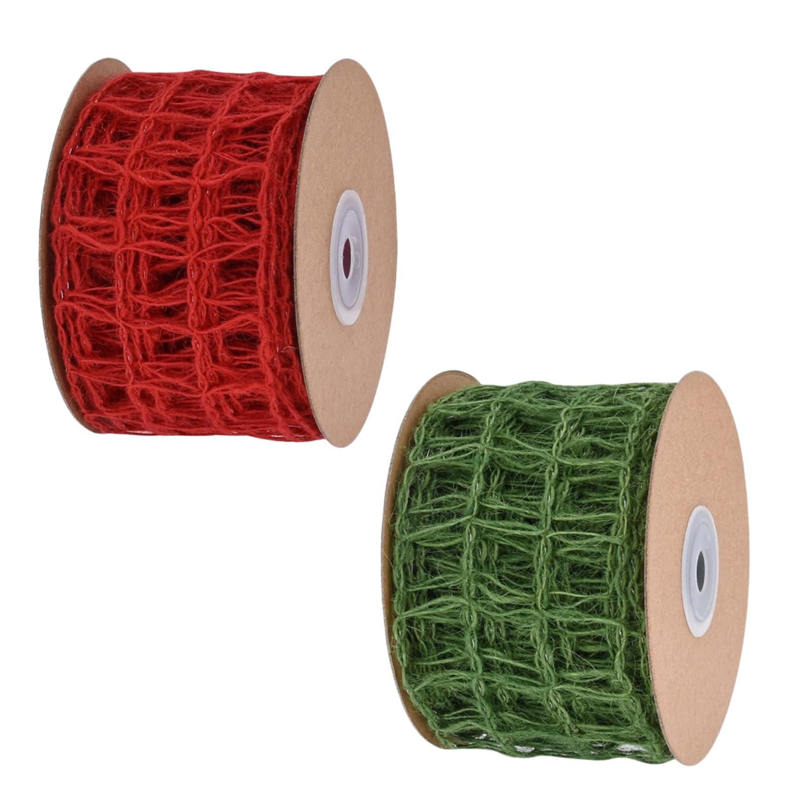 10 jardów naturalna juta, tkanina jutowa, siatka bożonarodzeniowa, rustykalna wstążka prezentowa, wstążka do rękodzieła na wieniec DIY pakowanie i majsterkowanie (czerwony i zielony)