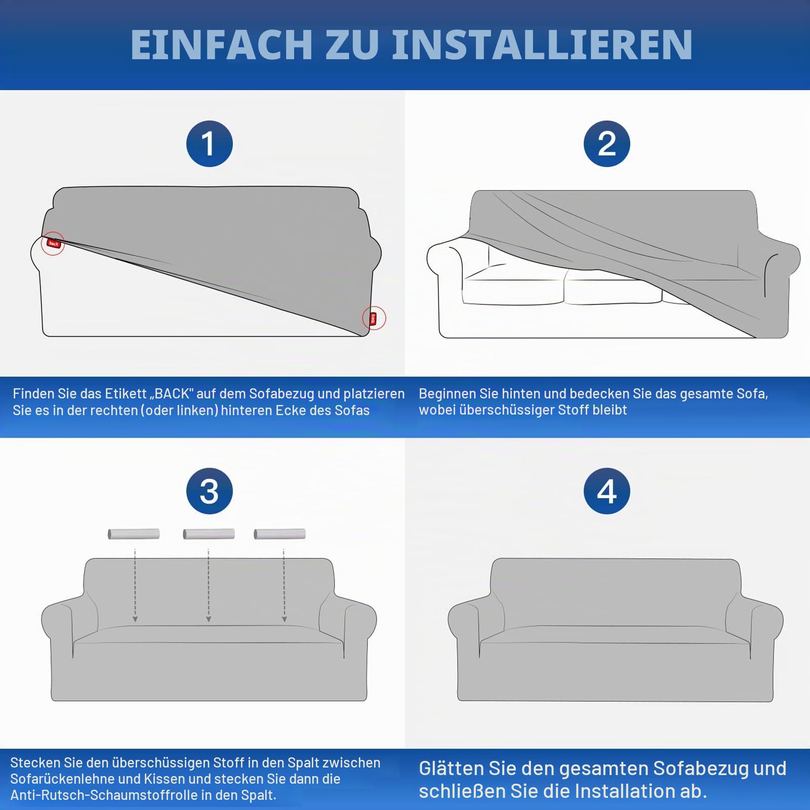 Ystyle Stretch Sofa Überzug 3 Sitzer, Naturweiß | Elastisch Sofabezug mit Armlehnen, Jacquard Couch Überzug Rutschfest, Waschbar Sofa Cover Protector für Hunde Haustiere
