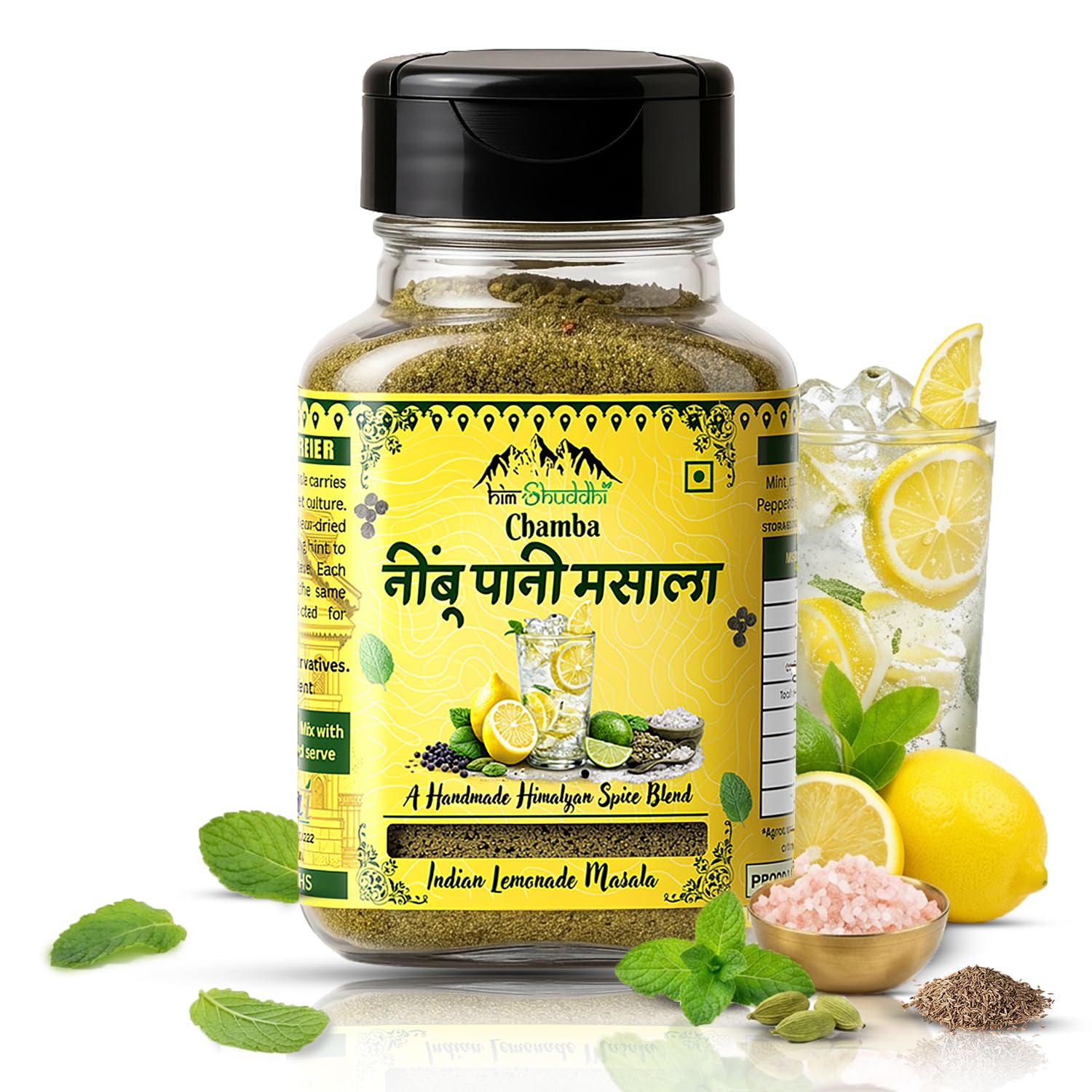 HimShuddhi Natural Electrolyte Nimbu Pani Masala | Magical & Yummy During Workout Energy Drink | Lemon Lemonade Drink | Bloating Relief Digestive Drink Spice Gut Health Masala | No Sugar No Preservatives (100 G (Pack of 1), Nimbu Pani Masala)-image-36