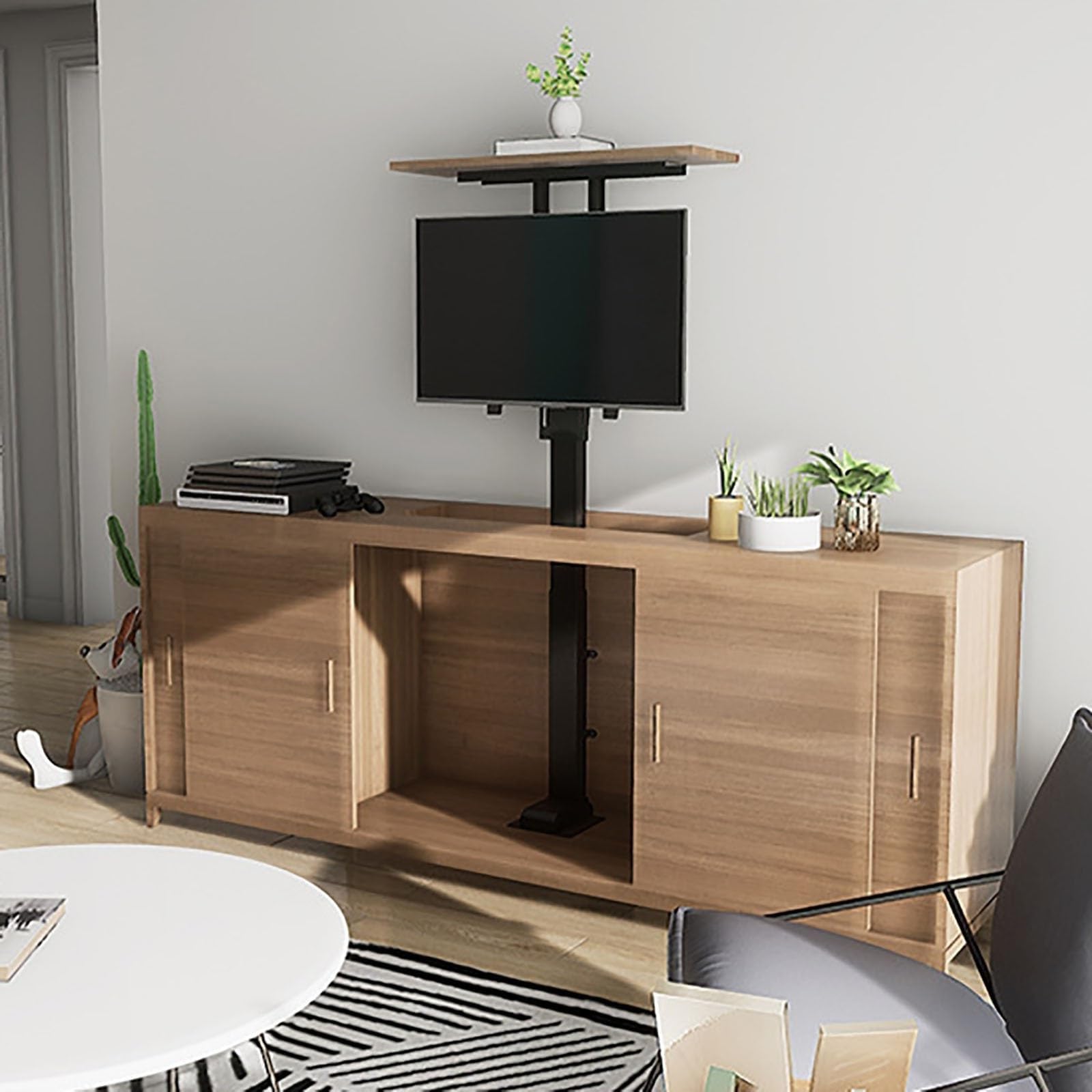 Para Soporte De TV Eléctrico De 42-70 Pulgadas, Elevador De TV Eléctrico Telescópico Con Soporte De TV De Elevación Automática, Se Puede Ocultar En El Soporte De TV Motorizado Del Gabinete(575-1225MM)