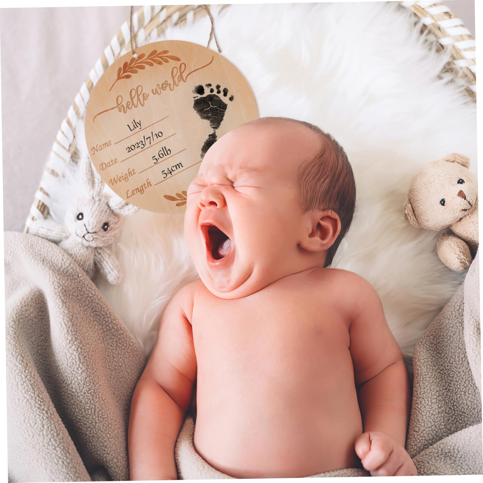 HANABASS Gender Neutral Milestone Cards Set Wooden Monthly Milestone Sign Baby Birth Announcement Props