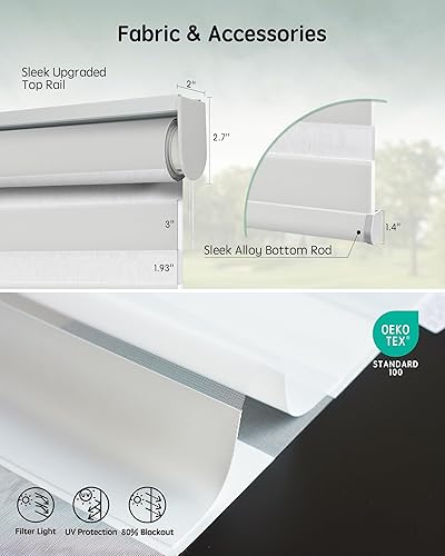 Miniatura 42 de Persianas de cebra motorizadas Yoolax compatibles con Alexa, persianas motorizadas con control remoto, persianas eléctricas inteligentes automáticas