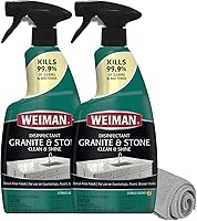 Vista 10 de Weiman Kit completo de limpieza y protección de encimeras, para granito, mármol, cuarzo y piedra, limpiador y pulido de granito y piedra, 24 onzas