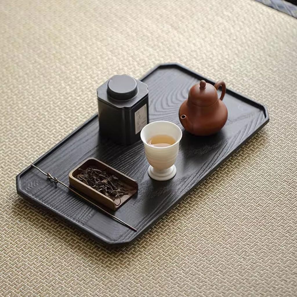 Bandejas Servir Comida Bandeja De Té Madera Maciza Negra Simple For Mesa Seca Doméstica Almacenamiento Mesa Cama