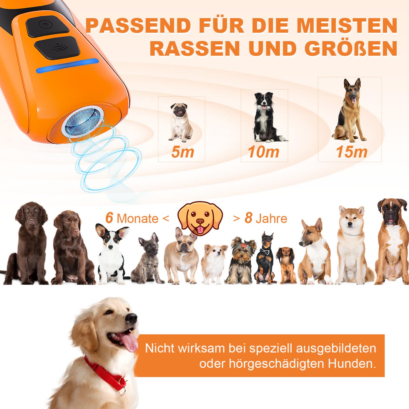 Dispositivo antiladridos para Perros, Dispositivo disuasorio ultrasónico antiladridos para Perros, 26032201002 from de 02 Orange