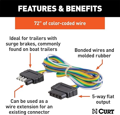 Miniatura 5 de Curt 58550 conector plano de 5 vías, enchufe y toma.
