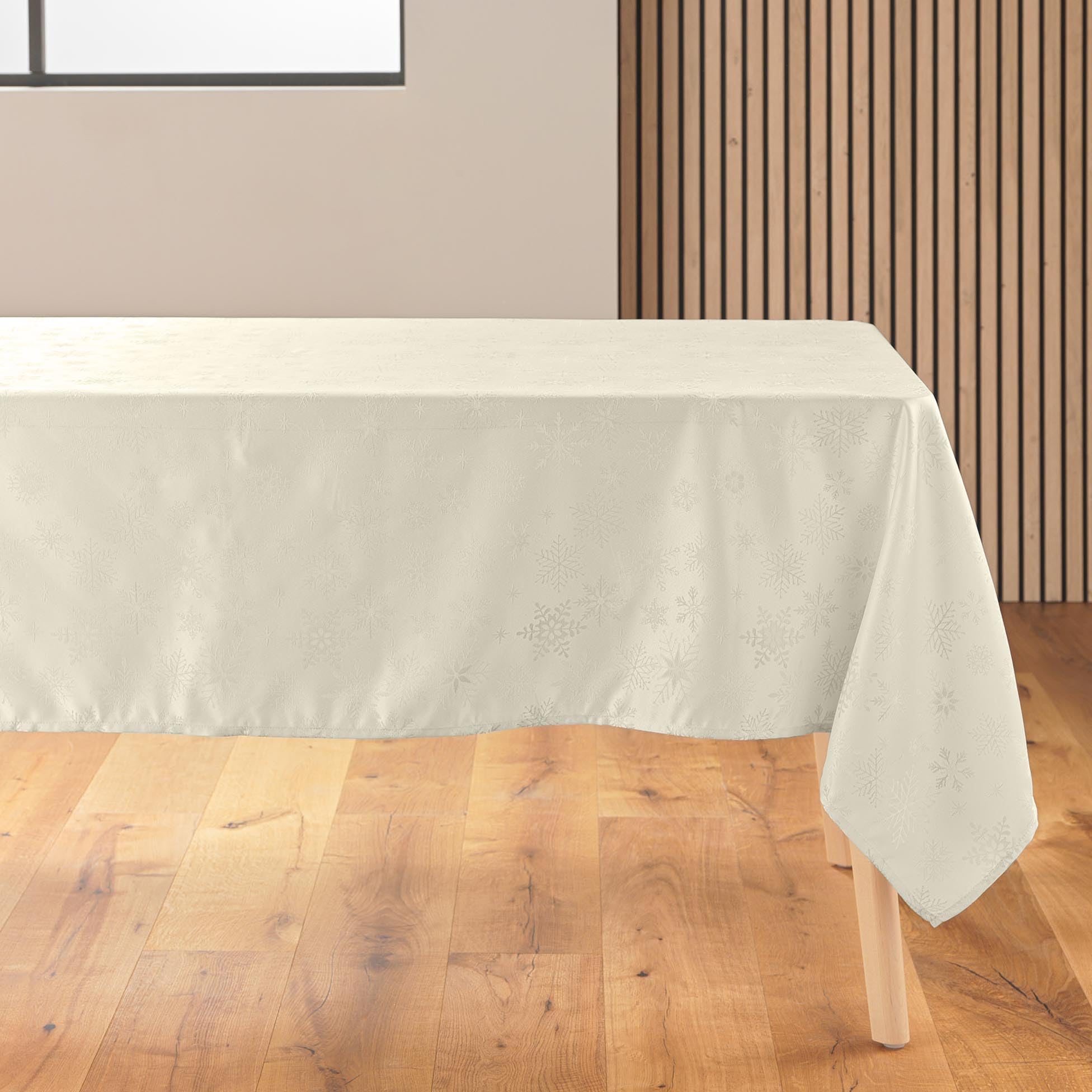 Douceur d'Intérieur, Rectangular Tablecloth (140 x 240 cm) Flakes Natural, Jacquard