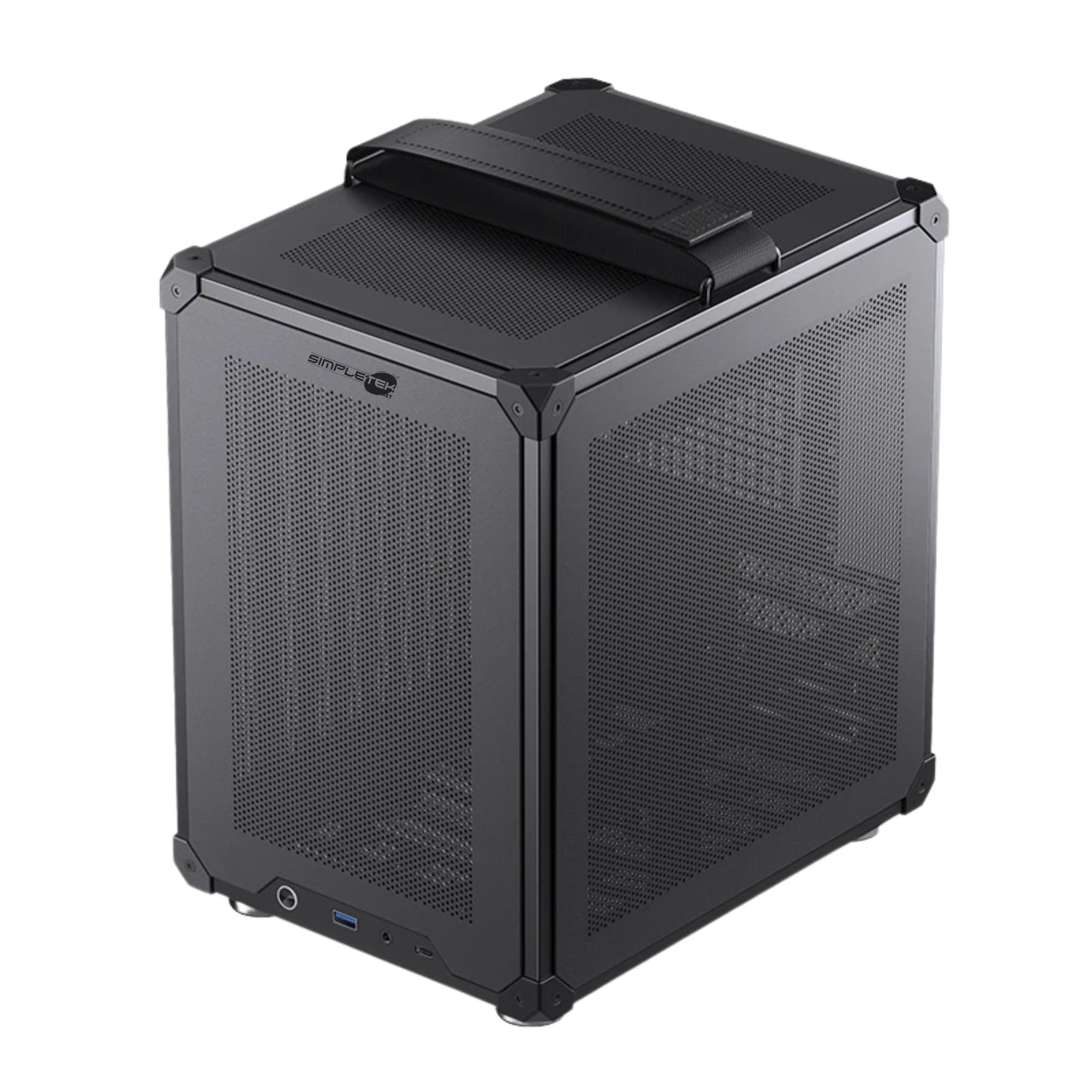 SIMPLETEK - Case Cabinet Compatto per PC Fisso - formato ITX | 1x USB-C 1x USB-A 1x jack | 3x ventole 120 mm