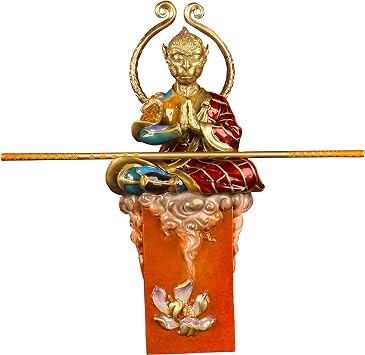 Monkey King Statue Sun Wukong Full Brass Chinese Mythological feng Shui Home Decor Ornament Great Collectible 11 inch