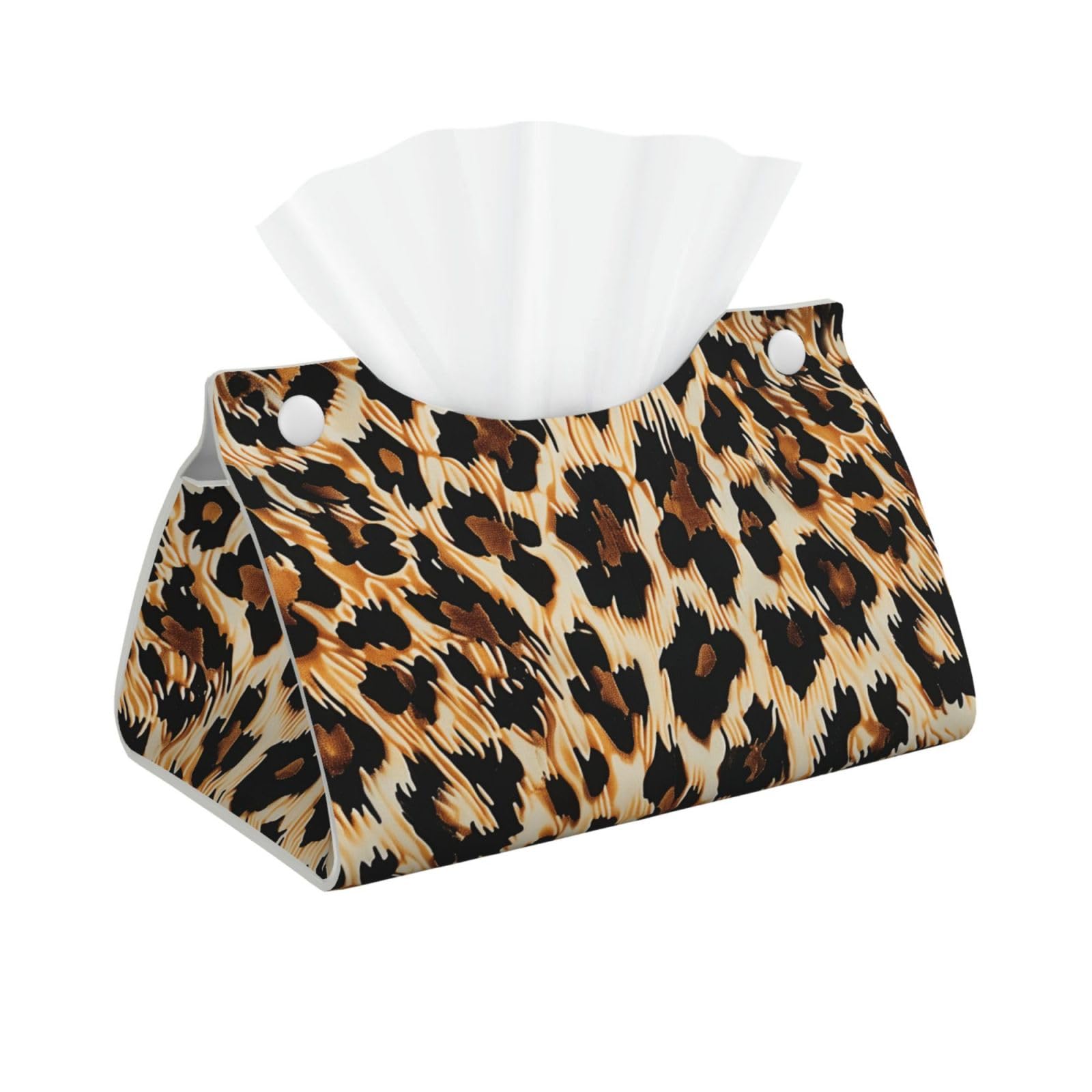 Leopard Print Print Tissue Box Cover Foldable Tissue Storage Box Leather Tissue Cube Box Holder for Living Room Bedroom Office Car Home Decor
