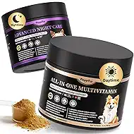 25-in-1 Dog Vitamins and Supplements - Day & Night 2 Pack - Dog Multivitamin Powder with Collagen, Glucosamine, Probiotics - Joint, Gut, Calm, Skin & Immune Support, Chicken Flavor, 150 Scoops