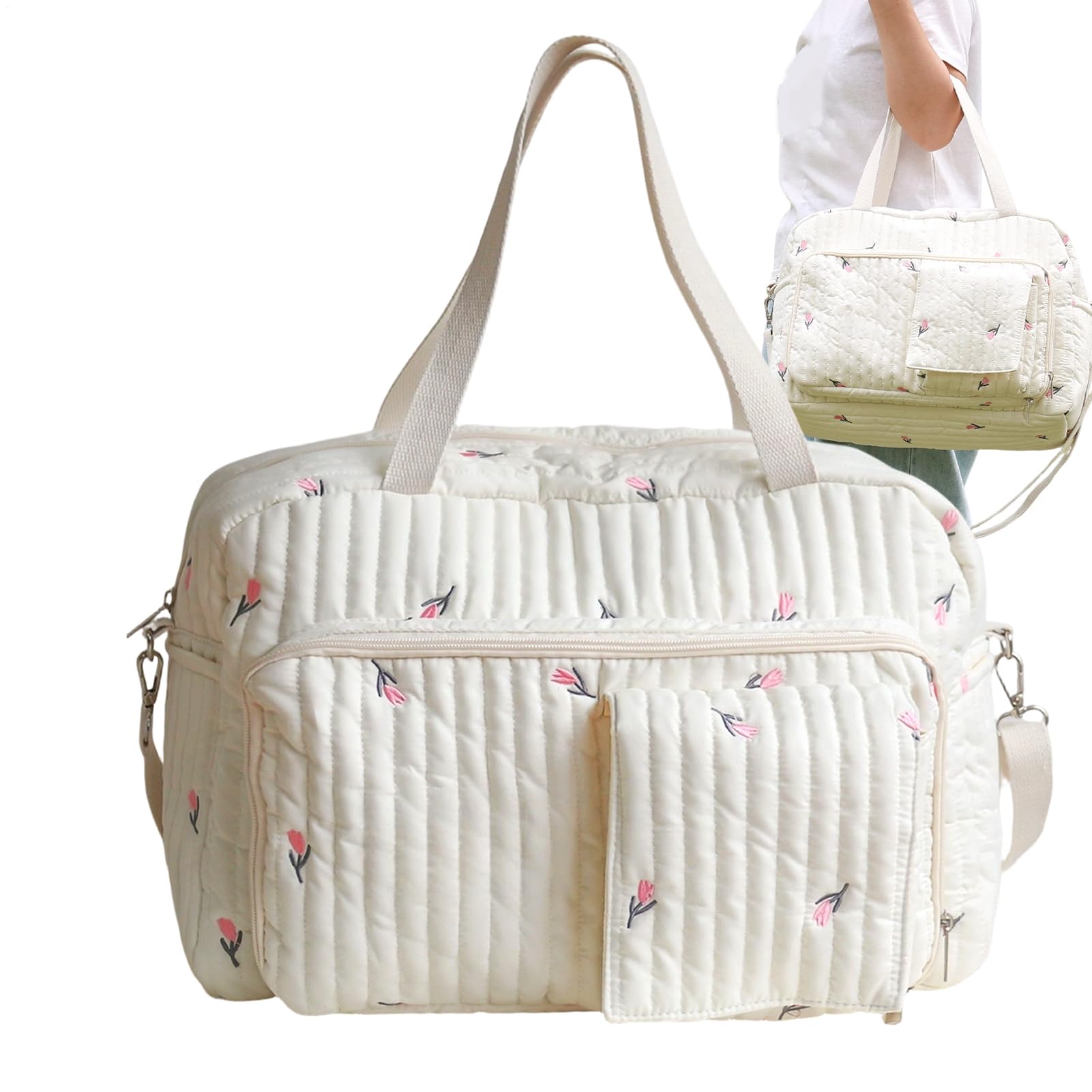 Sac à langer à bandoulière taille voyage floral pour parc et hôpital