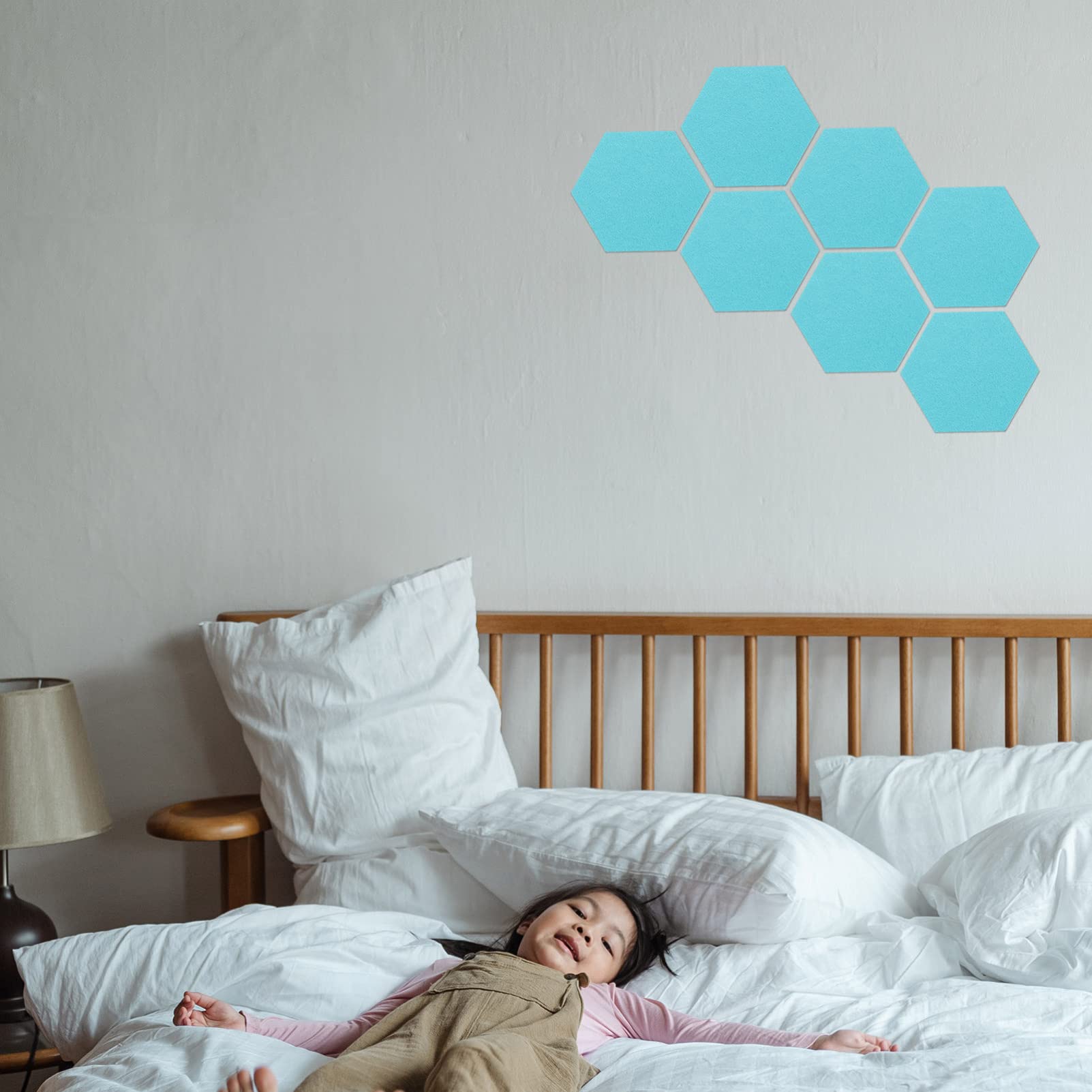 PartyKindom 12 Pcs Felt Backdrop Wall Sticker Wall Cork Board Cork Boards for Walls Hexagon Notice Board Black Board Kids Pink pin Board Pictures Drawing bee Day Decor Organizer Household 3D - Image 3