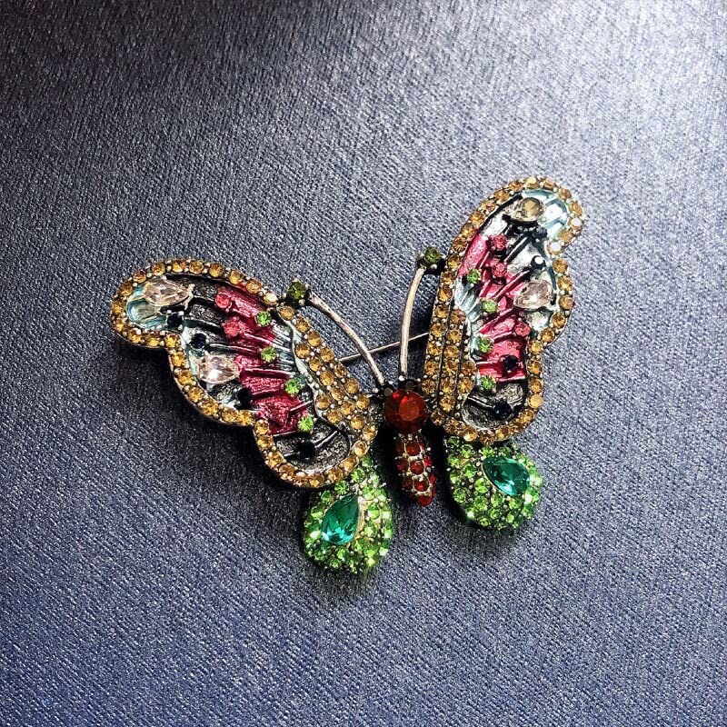 Broche de Insecto Tridimensional Rhinestone Broche de Mariposa atmosférica All-Match Accesorios de Abrigo de Mujer Pin