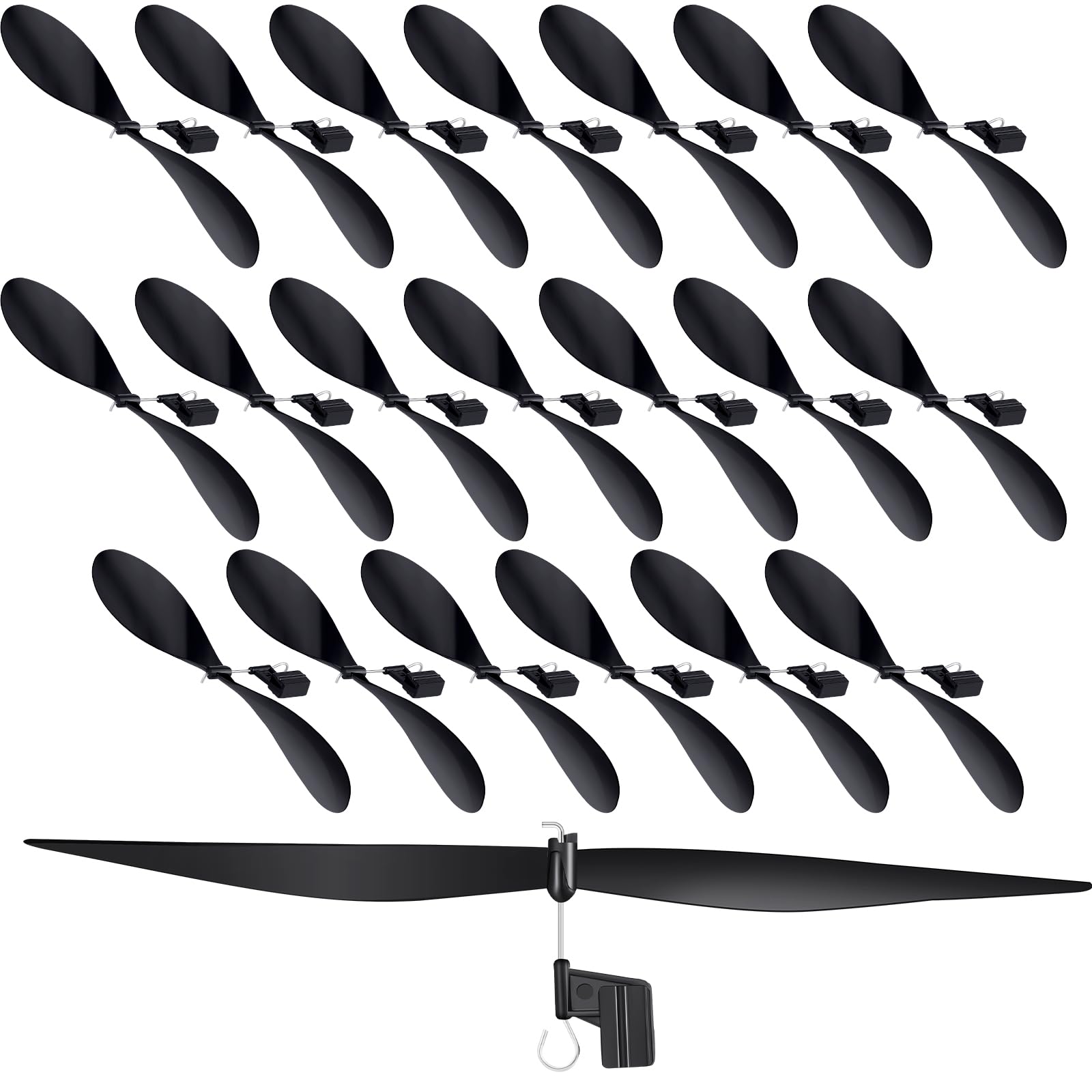 Libima 20 Pcs Plastic Propeller for Stem Activities 7.1 Inches Fold Resistant Propeller Blades with Rubber Band Hooks for Airplanes and Helicopters from Research Institution, Black