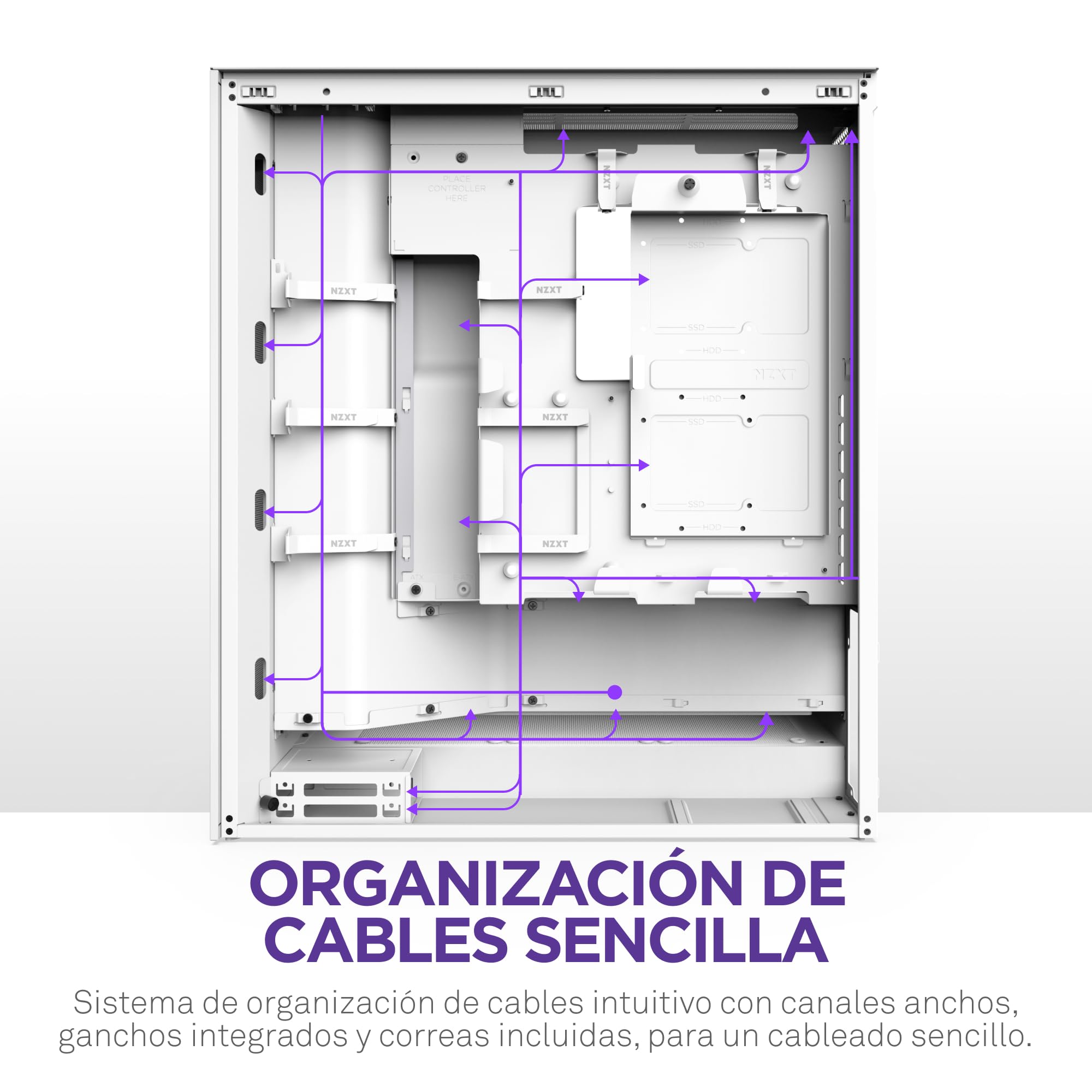 NZXT H7 Flow, 2024 Semitorre ATX Flujo de Aire, Admite 3 Ventiladores Inferiores 120 mm para gráfica, con 3 Ventiladores Frontales 120 mm, Admite radiador Frontal 420 mm, Blanco
