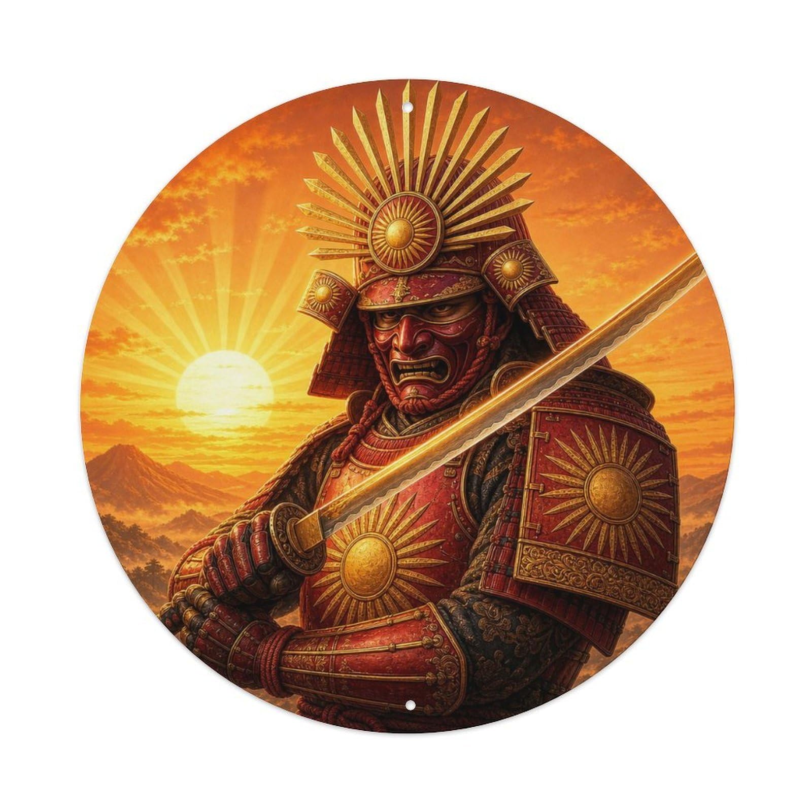 Okngb Style Crimson Dawn Blade Across Chest Guard Dojo Duel Mark Metal Tin Sign Plaque Wall Decor For Cafe, Man Cave, Club Bar, Office, Home Garden Round Metal Poster 8X8inch