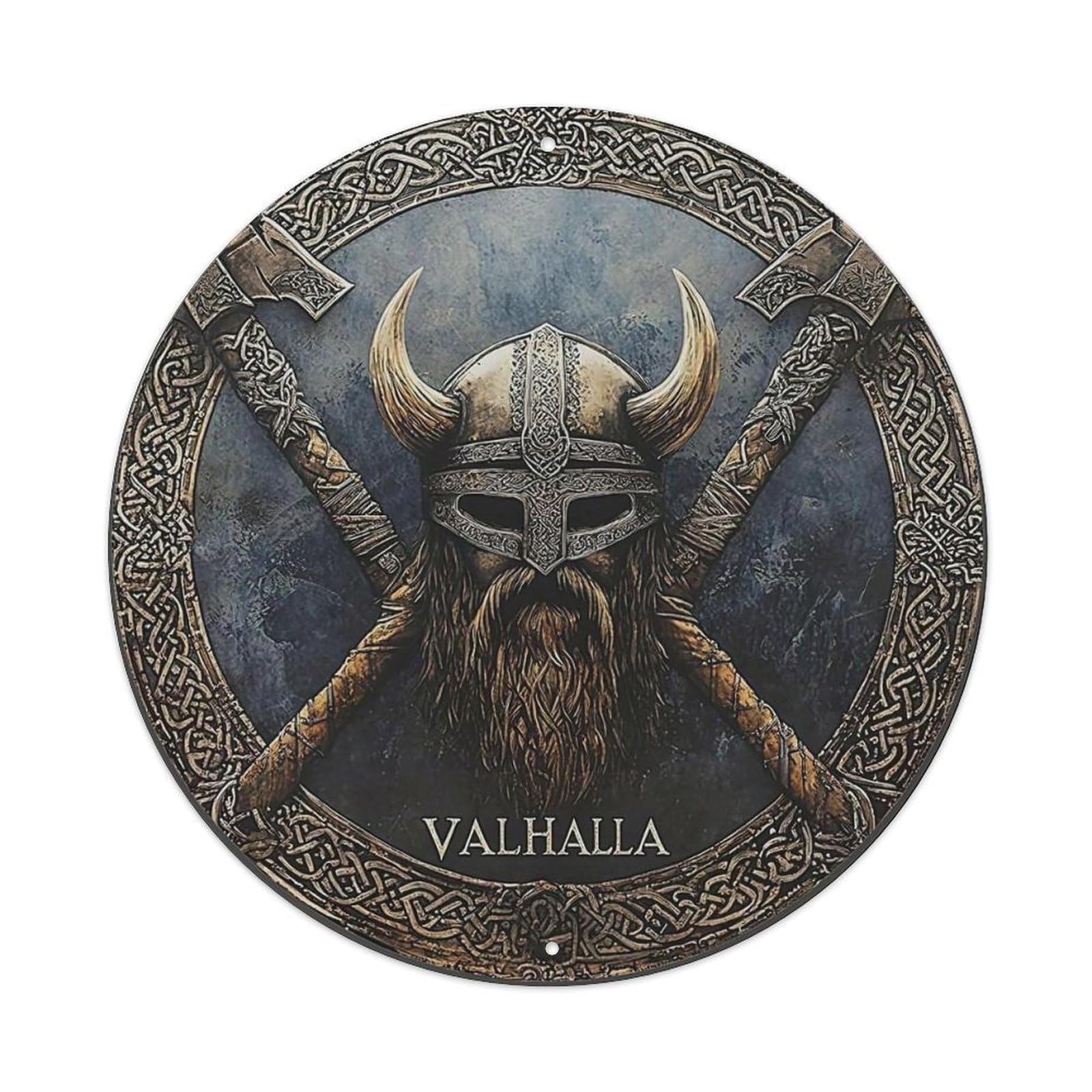 Viking Helmet Axes Valhalla Norse Metal Tin Sign