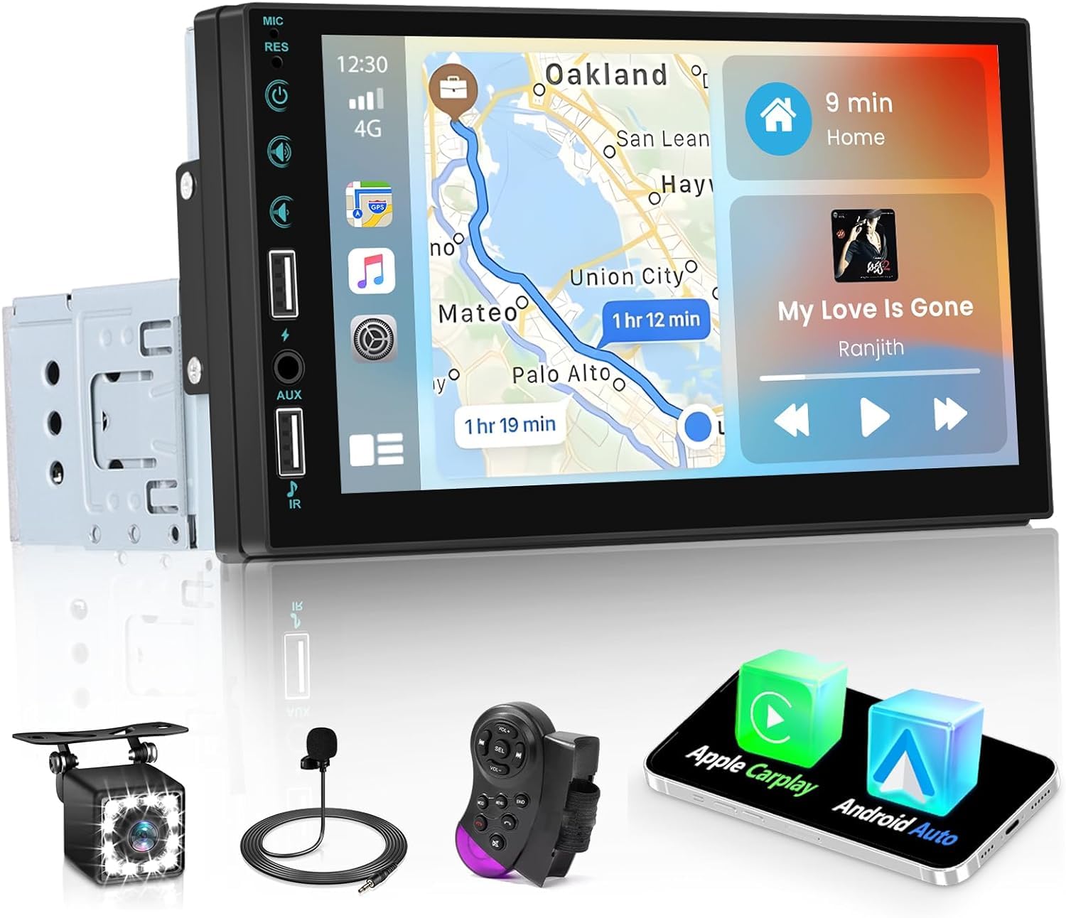 Hikity Autoradio 1 DIN AVCE Carplay sans Fil Android Auto, Écran
