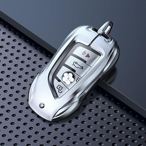 IUIU Funda de metal plateado para llavero compatible con BMW Serie 1 3 5 7, X1 X2 X3 X4 X5 X6 (estilo A)