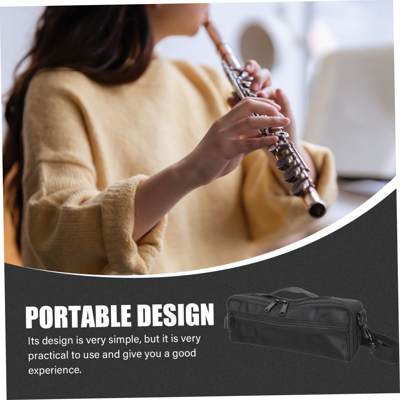 VICASKY Bolsa para Instrumentos de Viento Portátil para Piccolo, Hecha de Lona y Felpa, Fácil de Transportar y Resistente para Uso al Aire Libre Mano