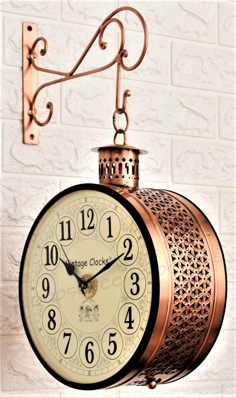 See full amazon price history chart for Vintage Clock Handcrafted Double Side Clock with English Numbers 1 Year Warranty (10 Inches Size, Copper Finish, Totem Jali Design) Vintage Clock Handcrafted Double Side Clock with English Numbers 1 Year Warranty (10 Inches Size, Copper Finish, Totem Jali Design) (B09FFM7WJ4) Amazon Price History, Amazon Price Tracker