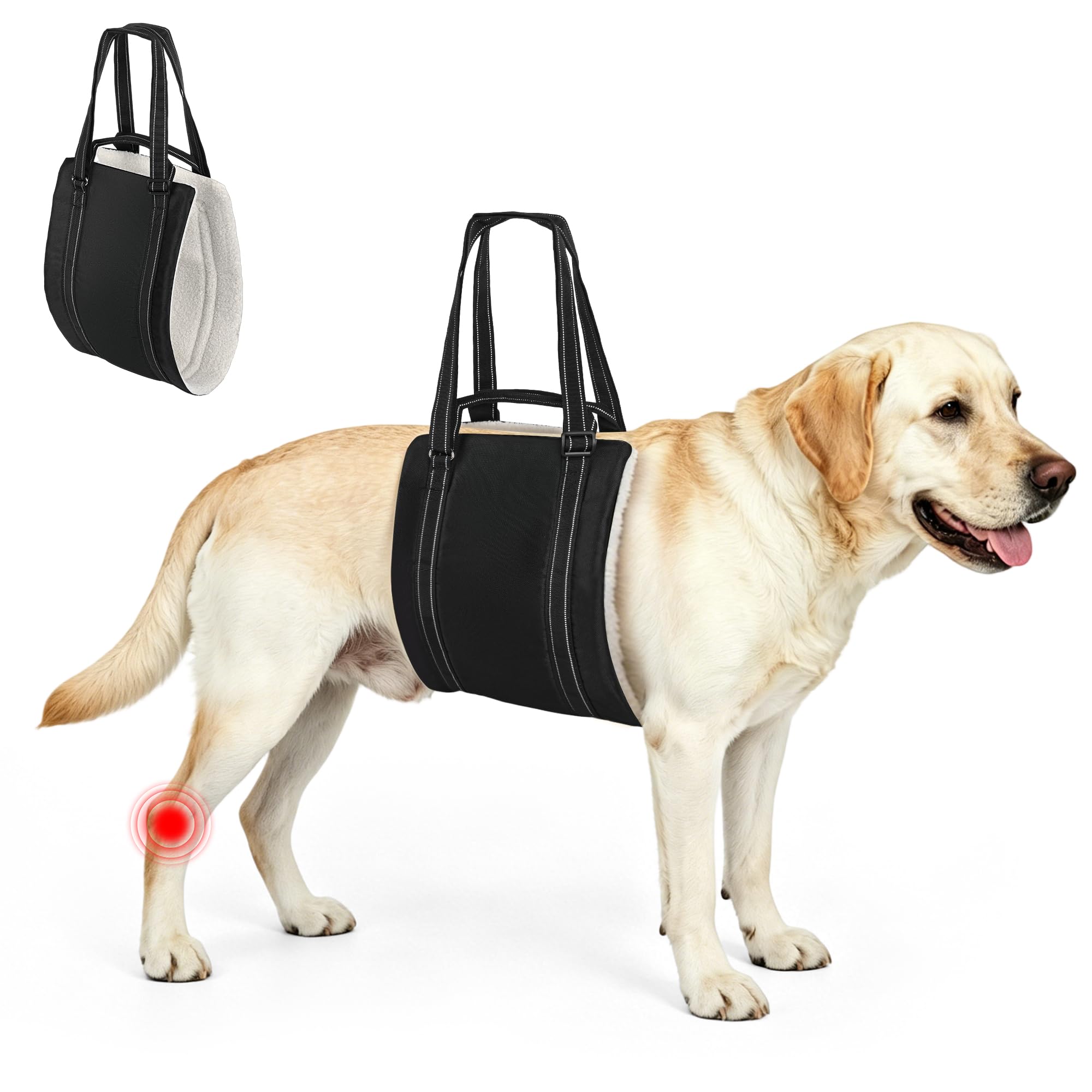 yingphia Adjustable Dog Lift Harness for Large & Medium Sized Dogs, Heavy Duty Support Sling with Dual Handles for Stairs,Cars,Walking, Plush Padded Mobility Aid for Senior Dogs (Black, L) โ image 1